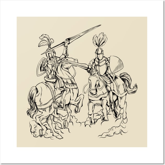 Medieval competition on horses - jousting Wall Art by Modern Medieval Design